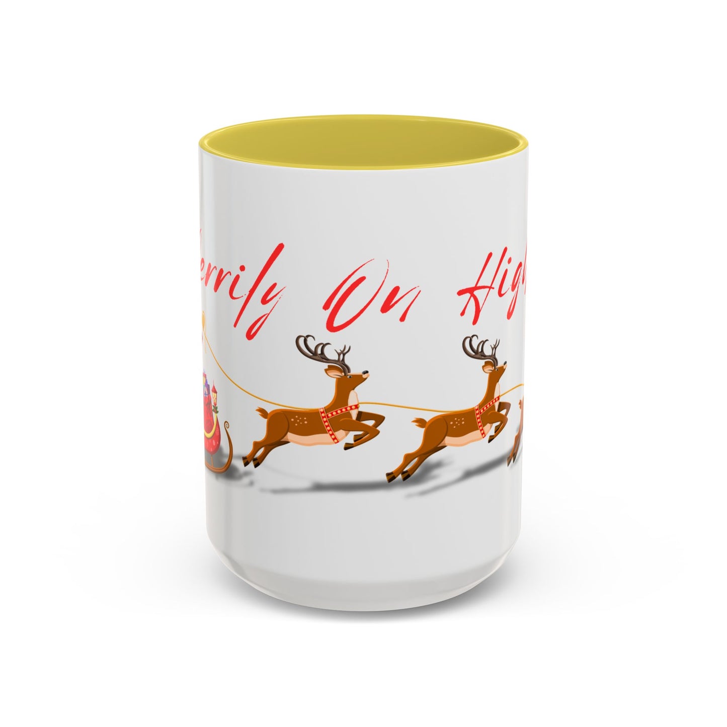 Merrily On High! Santa & Reindeer Mug