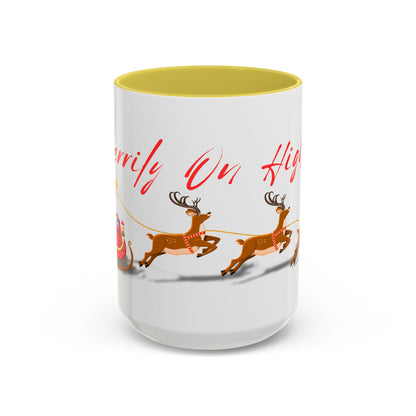 Merrily On High! Santa & Reindeer Mug