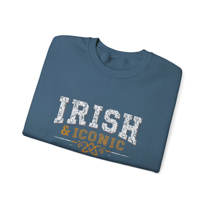 Gildan 18000 Unisex Heavy Blend™ Crewneck Sweatshirt - Irish & Iconic Vintage Distressed St. Patrick’s Day Design