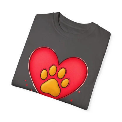 Comfort Colors 1717 Unisex Garment-Dyed T-shirt - "You’re Pawfect!" Adorable Heart and Paw Valentine's Day Design [Color Set 2]