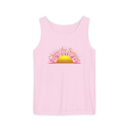 Comfort Colors® 9360 Women's Garment-Dyed Tank Top - Chase the Sunrise Aesthetic Design