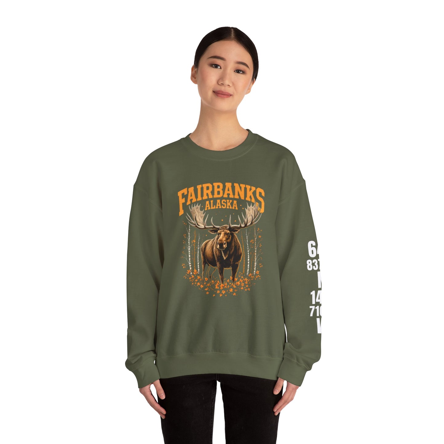 Fairbanks Moose Cotton Crewneck Sweatshirt | Wild Alaska Series Edition 🦌🍁