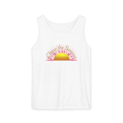 Comfort Colors® 9360 Women's Garment-Dyed Tank Top - Chase the Sunrise Aesthetic Design