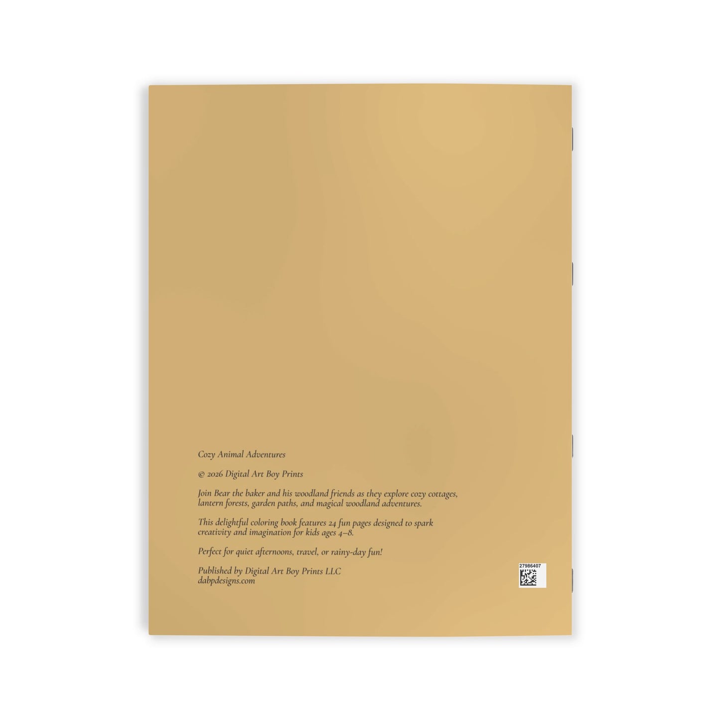 Back cover of a book with text and a logo on a beige background