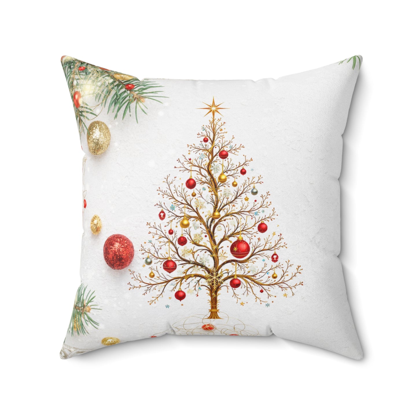 Elegant Christmas Tree Pillow – Minimalist Golden Holiday Charm