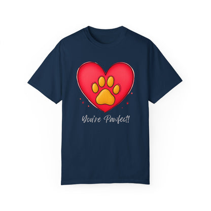 Comfort Colors 1717 Unisex Garment-Dyed T-shirt - "You’re Pawfect!" Adorable Heart and Paw Valentine's Day Design [Color Set 2]