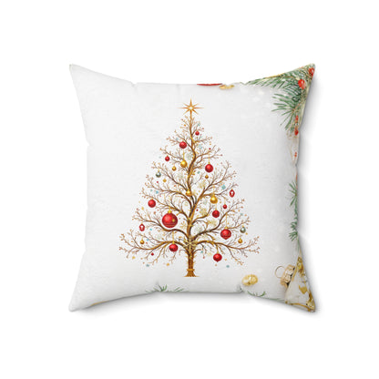 Elegant Christmas Tree Pillow – Minimalist Golden Holiday Charm