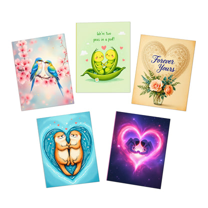 5-Pack Valentine's Day Greeting Cards – Cute & Romantic Designs