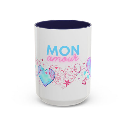 Mon amour/Pour toujours Valentine's Day Mug Set– Romantic French Gift for Couples [1 of 2] (11oz, 15oz)