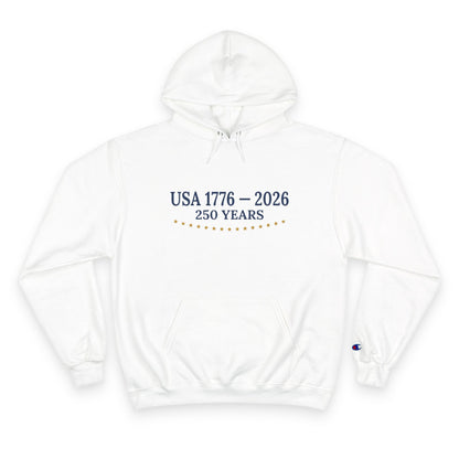 USA 250 Years Hoodie (1776–2026) – Commemorative Patriotic Back Crest Hoodie