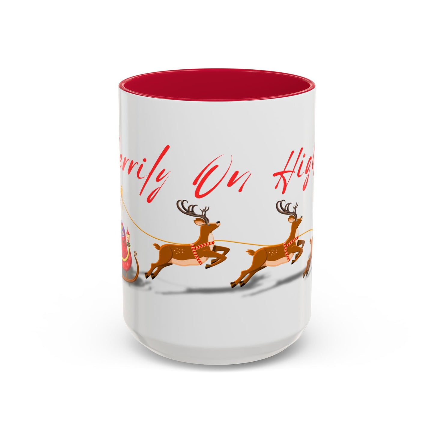 Merrily On High! Santa & Reindeer Mug