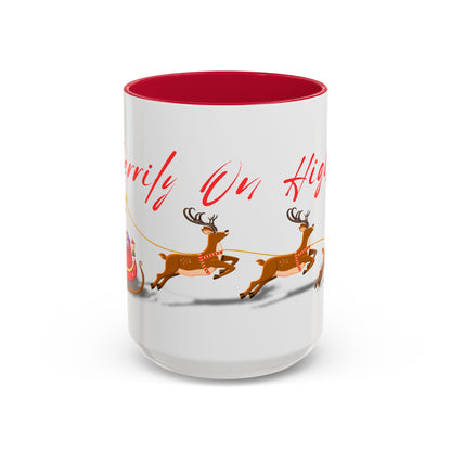 Merrily On High! Santa & Reindeer Mug