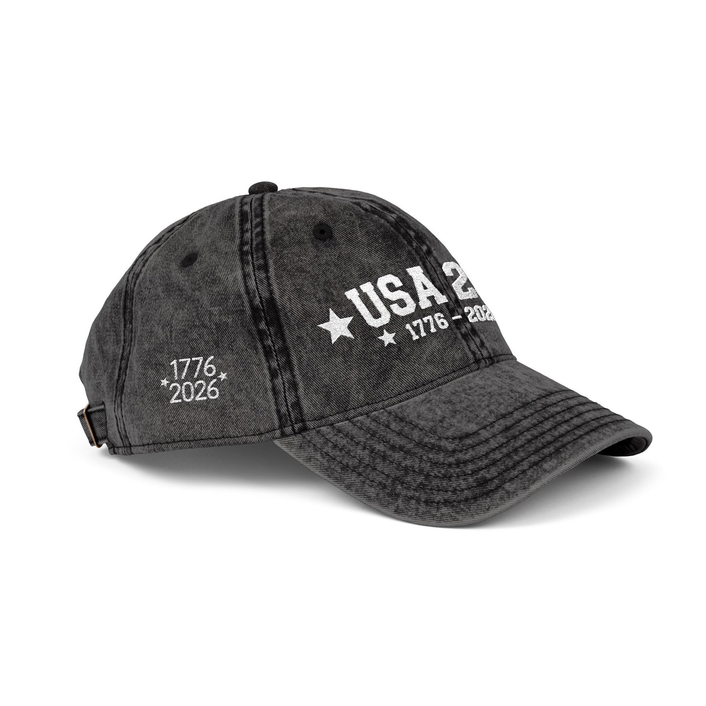 Black denim cap with 'abio' embroidery on a white background