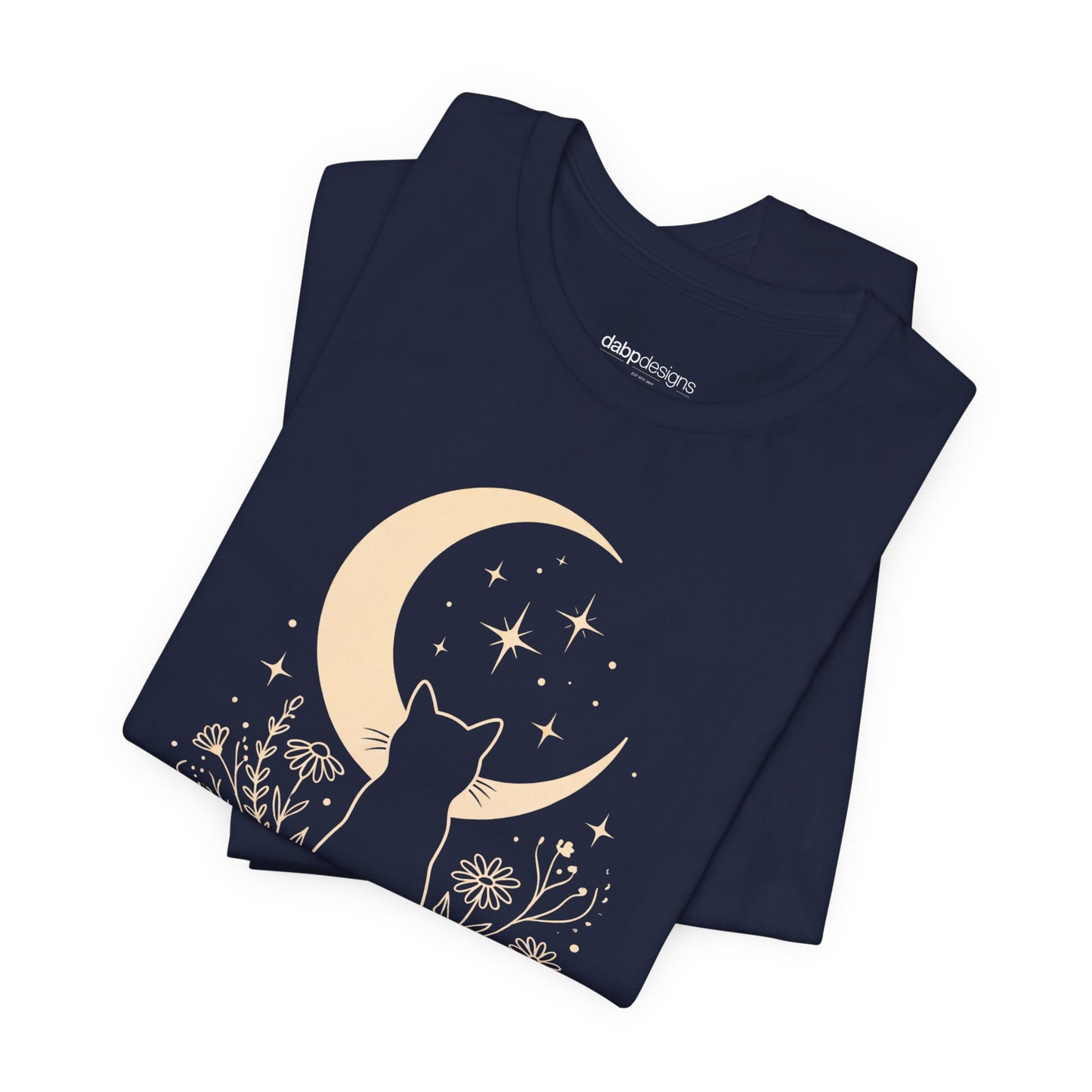 Moon Garden Watcher Cat Celestial Tee