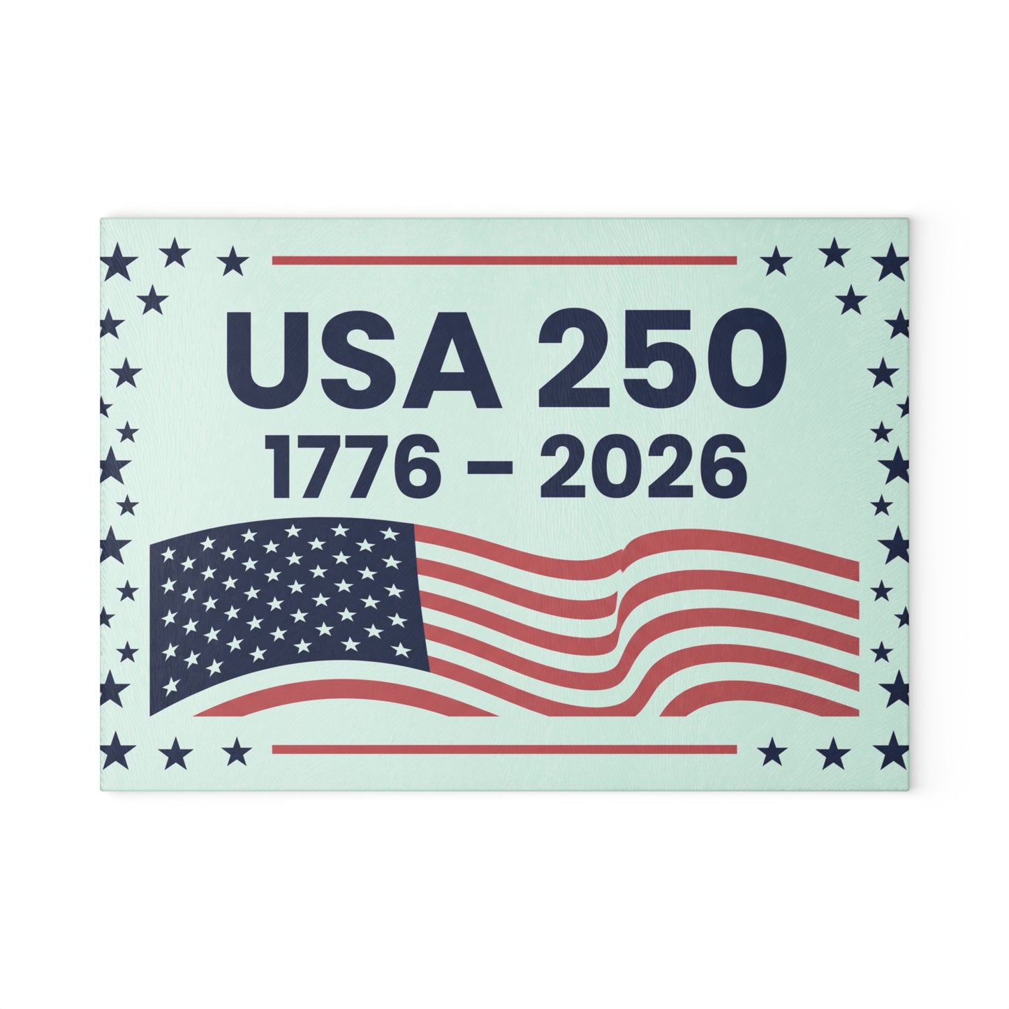 USA 250th anniversary 1776-2026 glass cutting board 8" x 11".