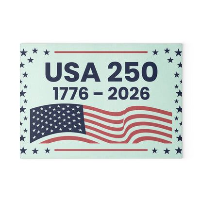 USA 250th anniversary 1776-2026 glass cutting board 8" x 11".