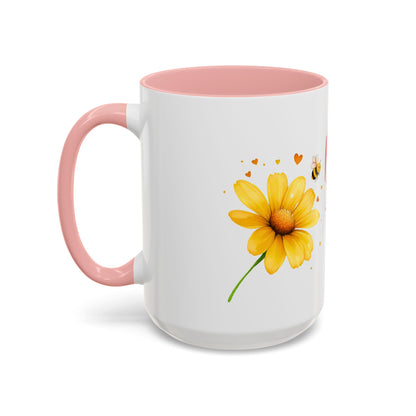Bee Mine - Floral Accent Ceramic Mug (11oz, 15oz)