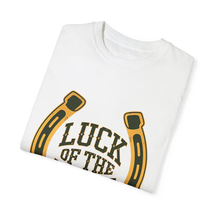 Comfort Colors 1717 Unisex Garment-Dyed T-shirt - Luck of the Irish St. Patrick’s Day Tee – Horseshoe & Shamrock Design