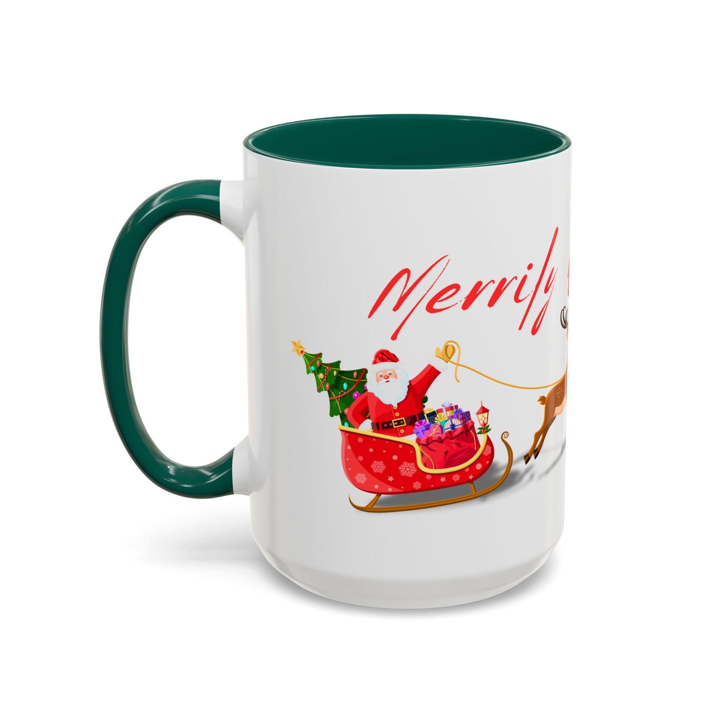 Merrily On High! Santa & Reindeer Mug