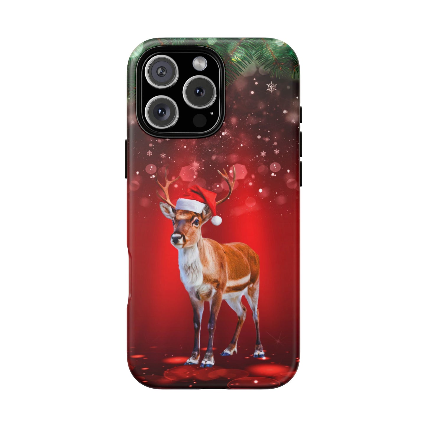 Festive Reindeer No.1 – Santa Hat with Holiday Lights Design for iPhone, Samsung & Google Models