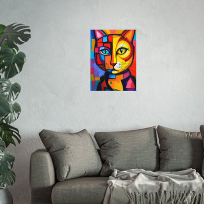 Cubist Cat Portrait - Vibrant Abstract Expression