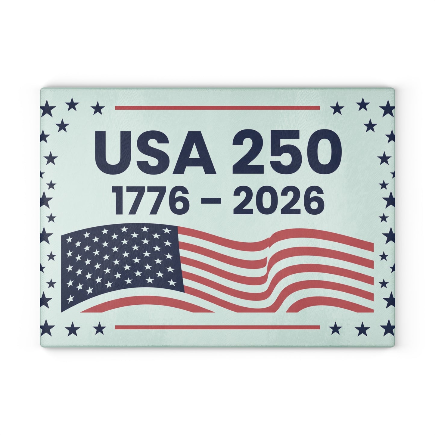USA 250th anniversary 1776-2026 glass cutting board 11" x 15"