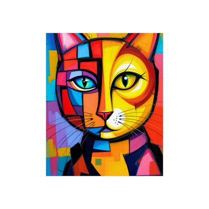 Cubist Cat Portrait - Vibrant Abstract Expression