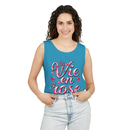 Comfort Colors® 9360 Women's Garment-Dyed Tank Top - La Vie en Rose Romantic & Stylish Design