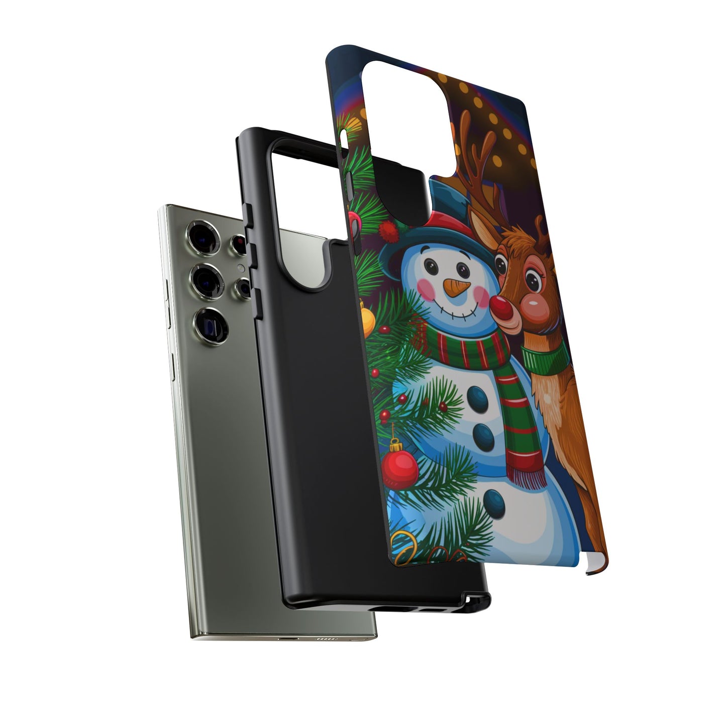 Festive Snowman and Reindeer Christmas Phone Case