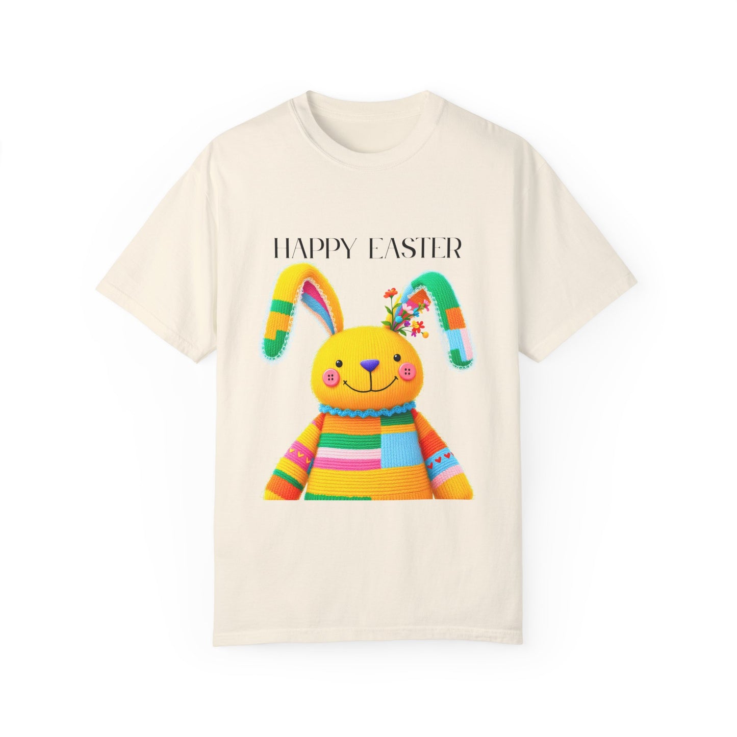 Comfort Colors 1717 Unisex Garment-Dyed T-shirt - Patchwork Bunny Bliss – Knitted Toy Happy Easter
