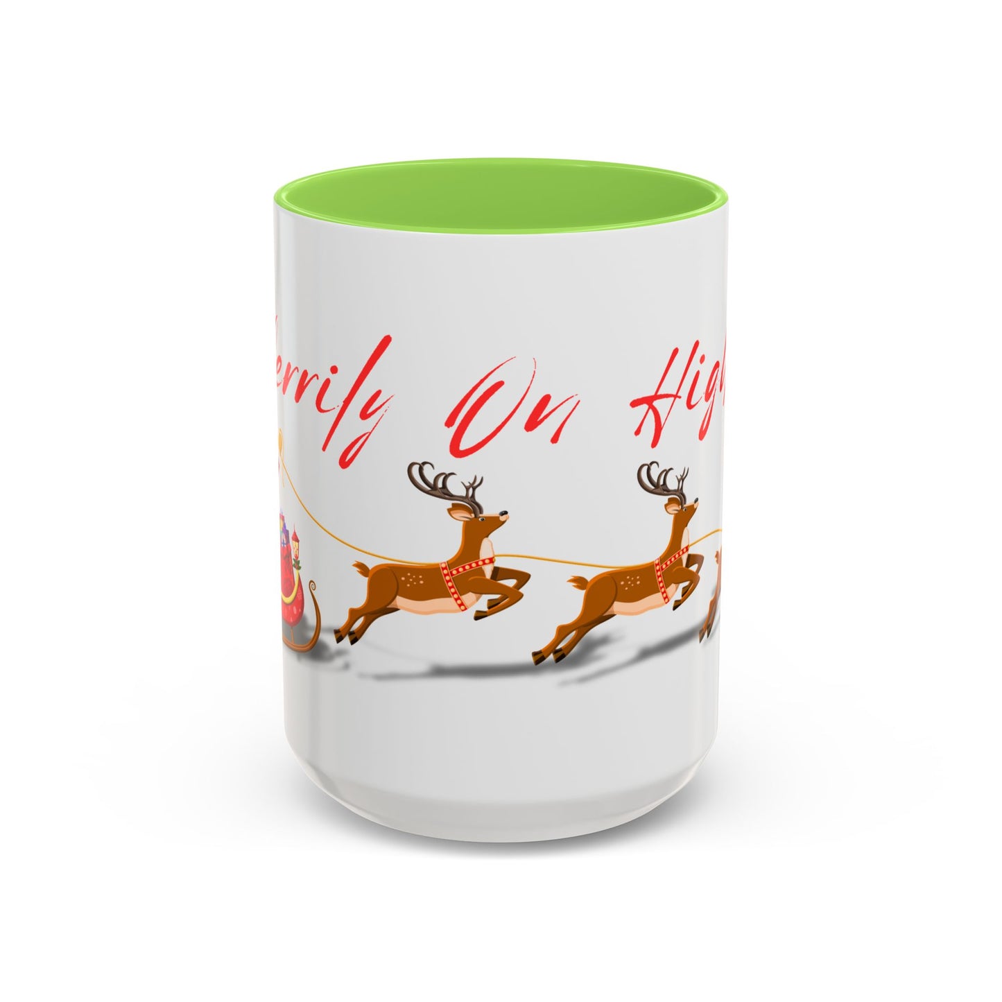 Merrily On High! Santa & Reindeer Mug