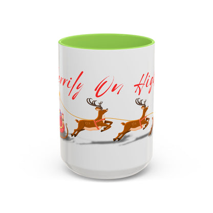 Merrily On High! Santa & Reindeer Mug