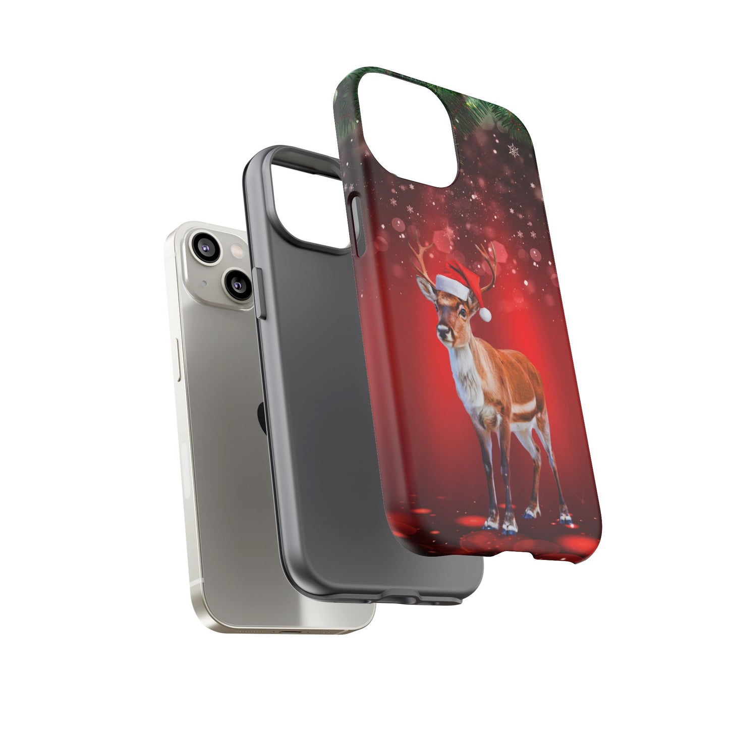 Festive Reindeer No.1 – Santa Hat with Holiday Lights Design for iPhone, Samsung & Google Models