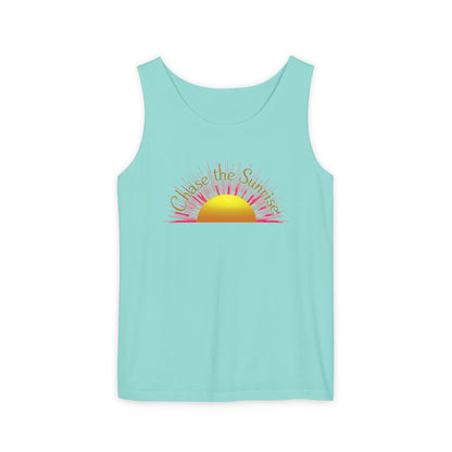 Comfort Colors® 9360 Women's Garment-Dyed Tank Top - Chase the Sunrise Aesthetic Design