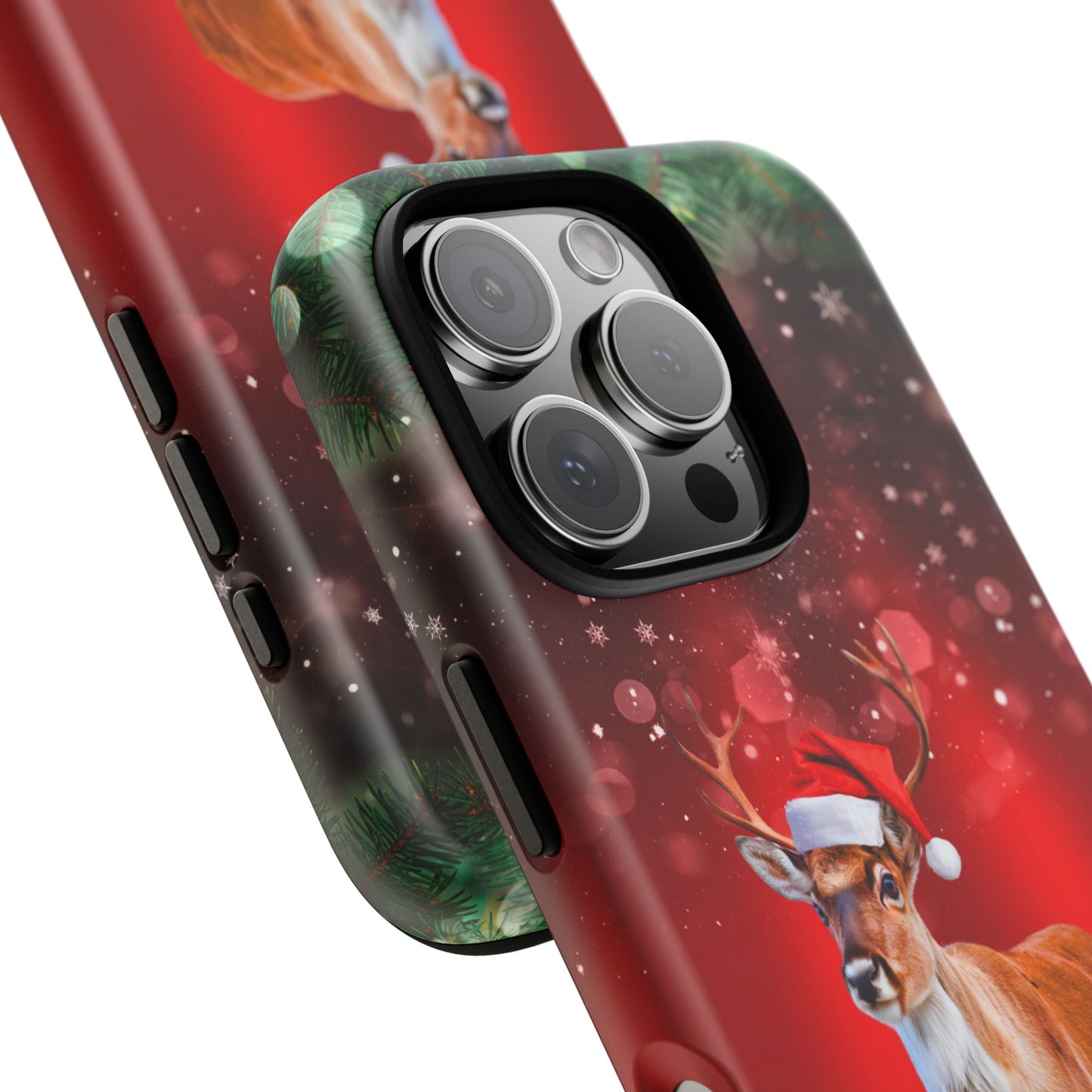 Festive Reindeer No.1 – Santa Hat with Holiday Lights Design for iPhone, Samsung & Google Models