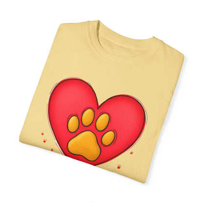 Comfort Colors 1717 Unisex Garment-Dyed T-shirt - "You’re Pawfect!" Adorable Heart and Paw Valentine's Day Design [Color Set 1]