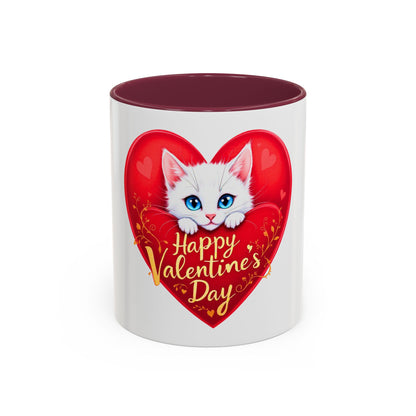 Adorable White Kitten Valentine's Day Mug – Cute & Romantic Gift (11oz)