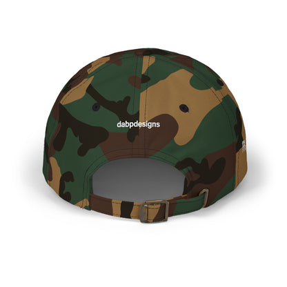 Camouflage cap with 'AGENT 01' text on a white background