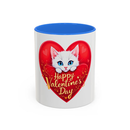 Adorable White Kitten Valentine's Day Mug – Cute & Romantic Gift (11oz)