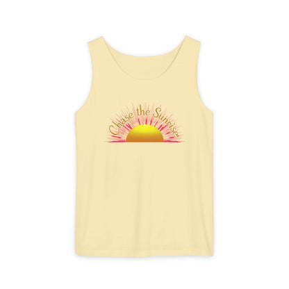 Comfort Colors® 9360 Women's Garment-Dyed Tank Top - Chase the Sunrise Aesthetic Design