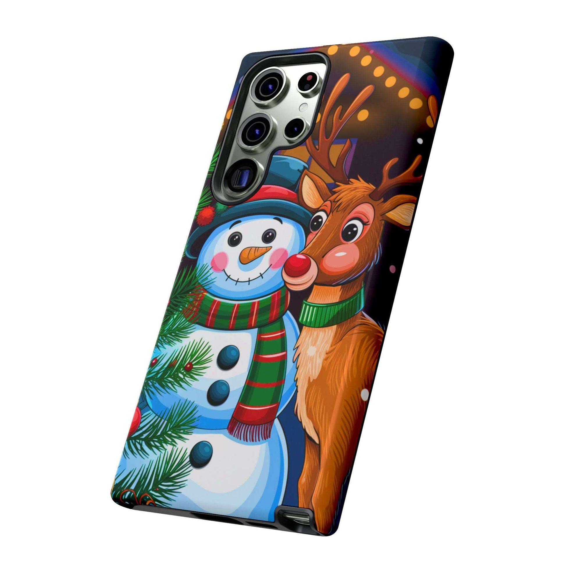 Festive Snowman and Reindeer Christmas Phone Case