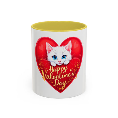 Adorable White Kitten Valentine's Day Mug – Cute & Romantic Gift (11oz)