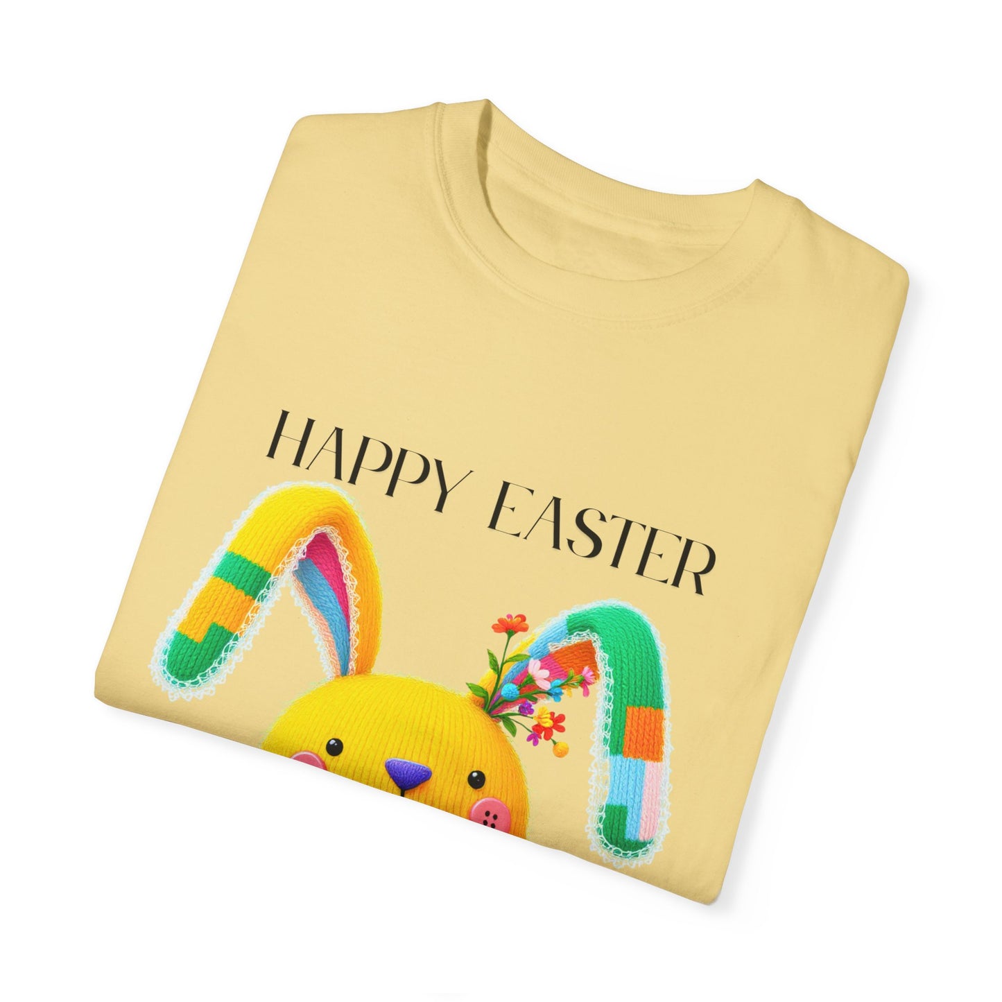 Comfort Colors 1717 Unisex Garment-Dyed T-shirt - Patchwork Bunny Bliss – Knitted Toy Happy Easter