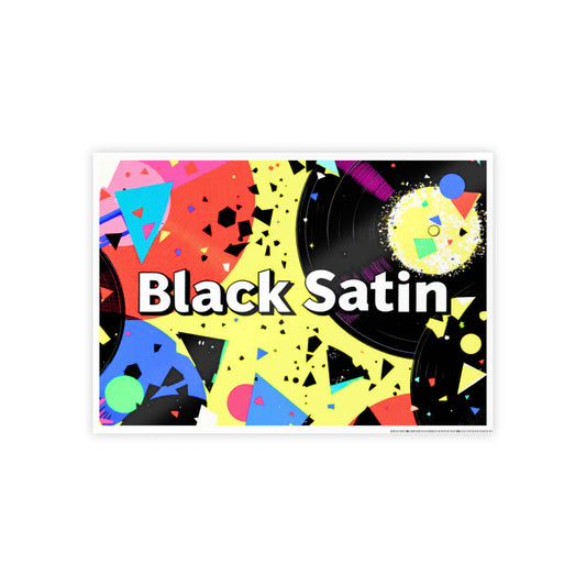 Jazz-Inspired Glossy Poster Art | Black Satin Layers