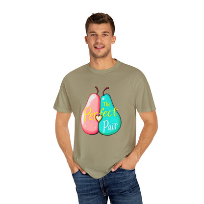 Comfort Colors 1717 Unisex Garment-Dyed T-shirt - "The Perfect Pair" Cute Pear Couple Design (v2)