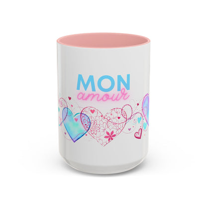 Mon amour/Pour toujours Valentine's Day Mug Set– Romantic French Gift for Couples [1 of 2] (11oz, 15oz)