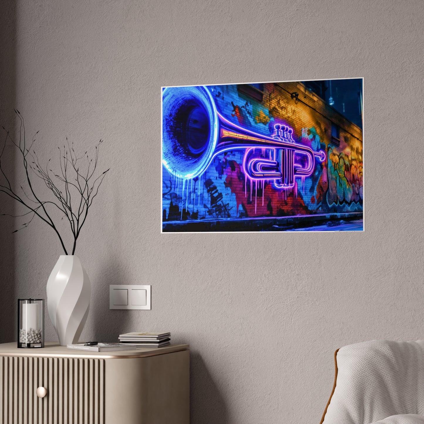 Jazz-Inspired Glossy Poster Art | Street Walk II