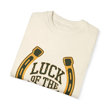 Comfort Colors 1717 Unisex Garment-Dyed T-shirt - Luck of the Irish St. Patrick’s Day Tee – Horseshoe & Shamrock Design