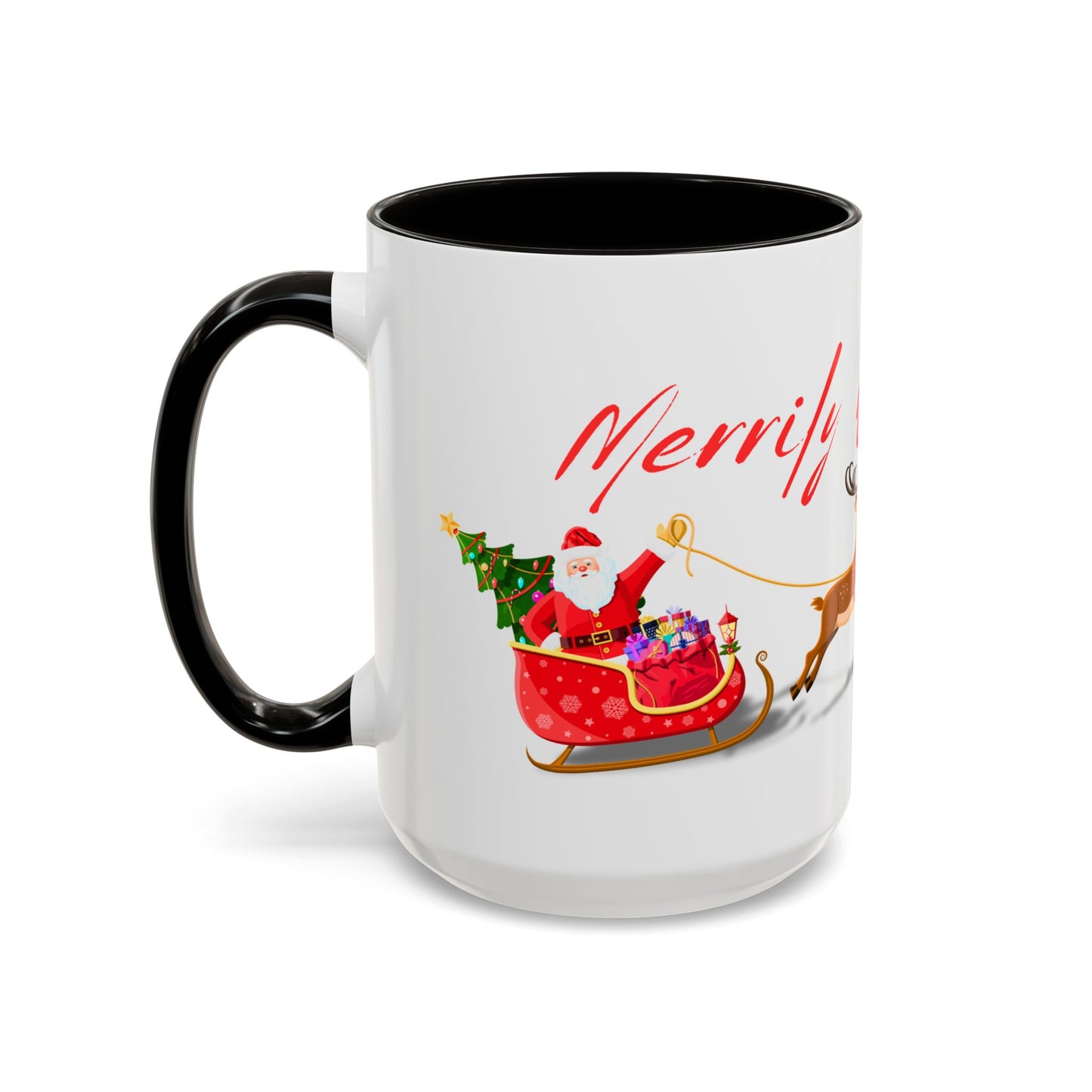 Merrily On High! Santa & Reindeer Mug