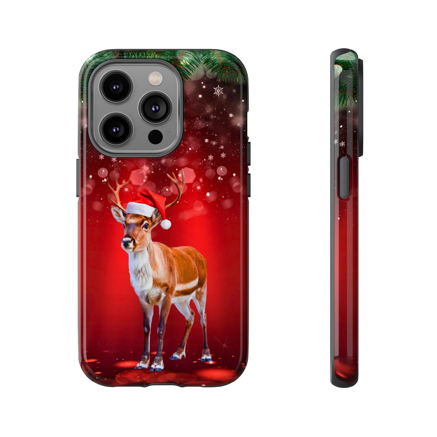 Festive Reindeer No.1 – Santa Hat with Holiday Lights Design for iPhone, Samsung & Google Models